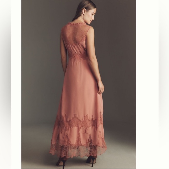 Nwt Anthropologie salmon Lace insert Maxi Dress - Picture 3 of 6